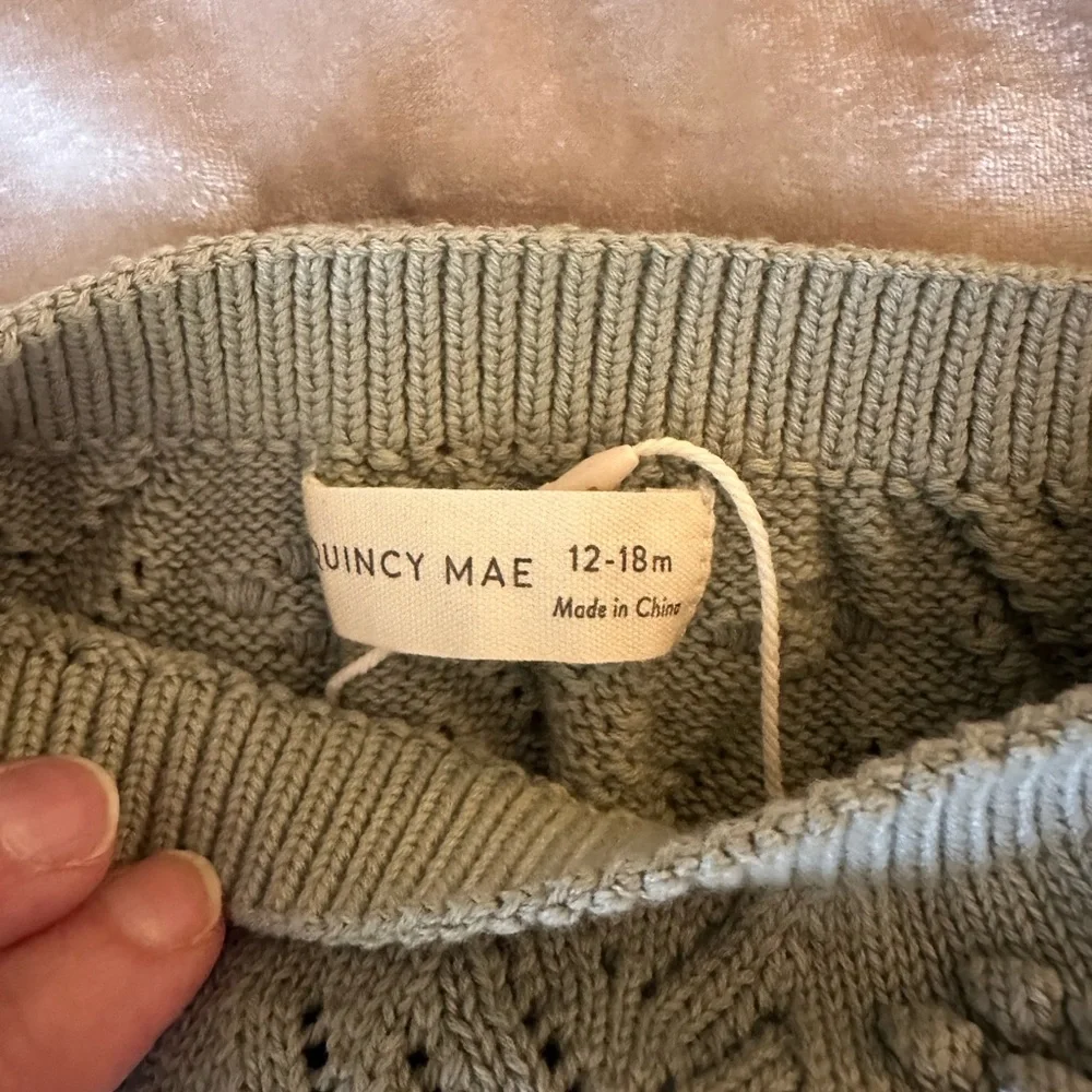 NWT Quincy Mae Knit Bloomer - Sage - 12-18 m